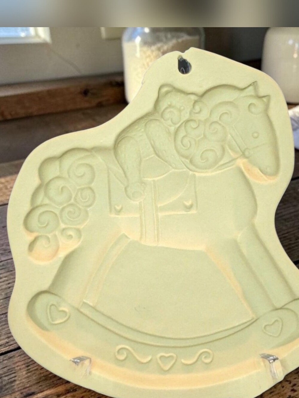 Brown Bag Cookie Mold ROCKING HORSE w BEAR 1993 Baby Shower Christening 6"